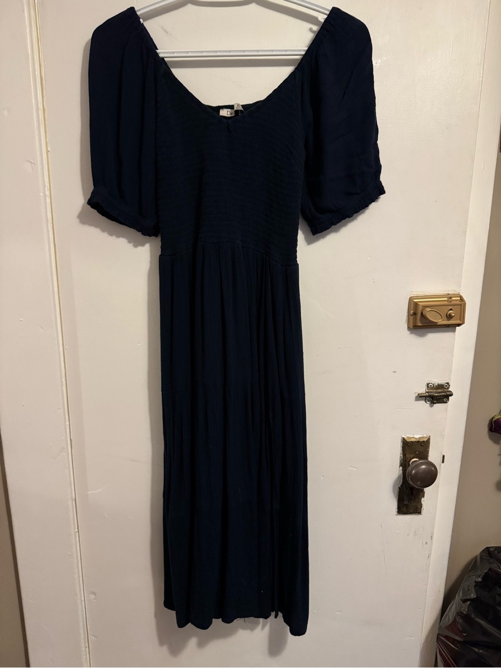 Women’s Navy Puff Sleeve Midi Dress